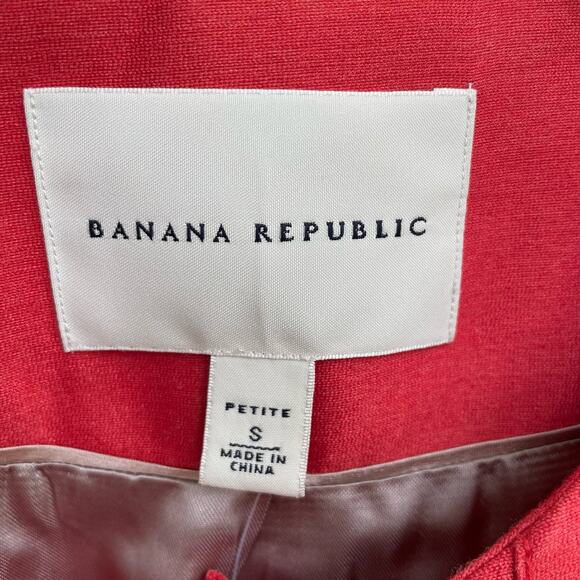 Banana Republic Full Zip Jacket Silk Tunic Long Suit Coral Small Petite NWT - Picture 7 of 11